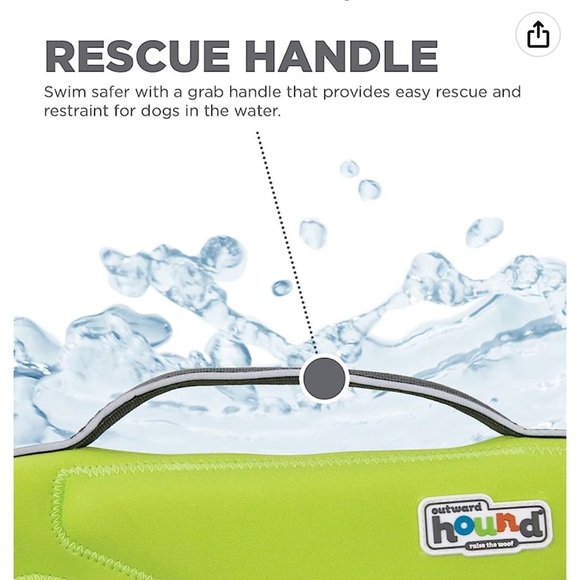 🎉2x Host pick 🎉Outward Hound Dawson Swim Green Dog Life Jacket,NWT - Picture 6 of 8